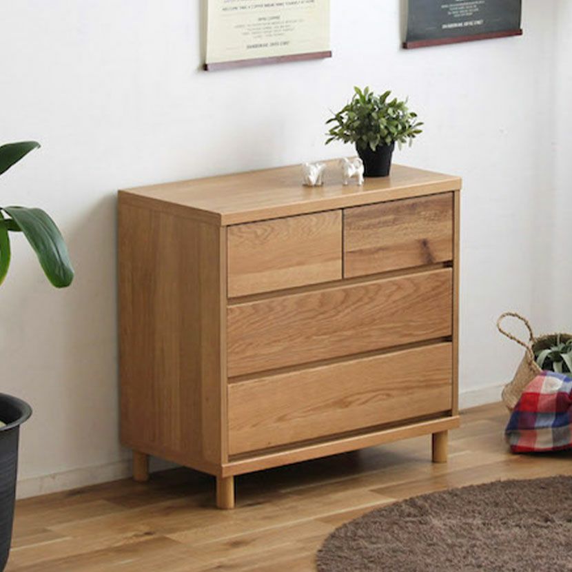幅75cm ハウタ チェスト タンス 引き出し 収納 脚付 ホワイトオーク
