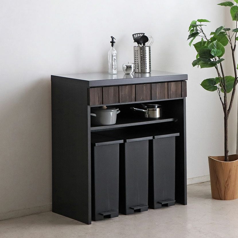 幅80cm 木製 食器棚 RESE 日本製 引出し付き フルオープンレール