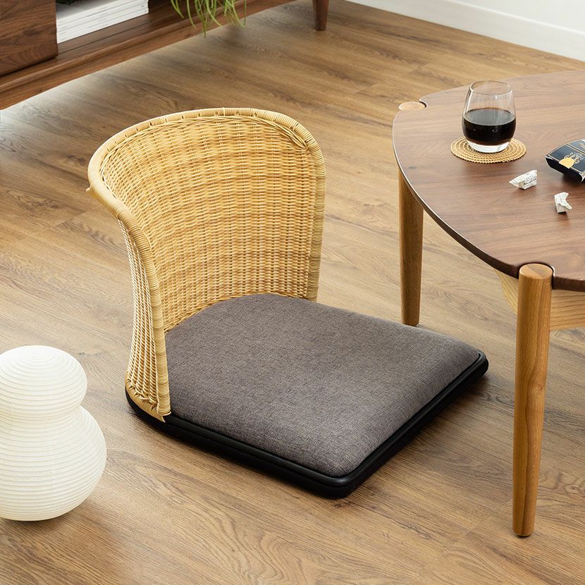 座椅子 ラタン調 布張り コンパクト 低い 椅子 いす 座卓用 フロア