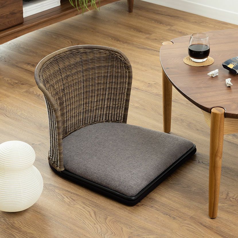 座椅子 ラタン調 布張り コンパクト 低い 椅子 いす 座卓用 フロア