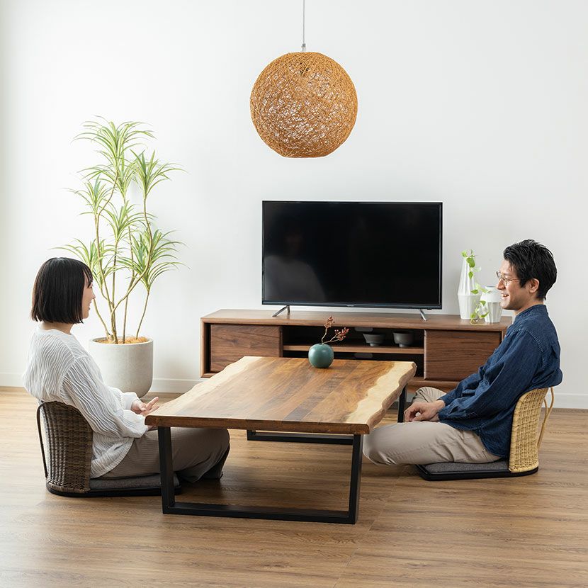 座椅子 ラタン調 布張り コンパクト 低い 椅子 いす 座卓用 フロア