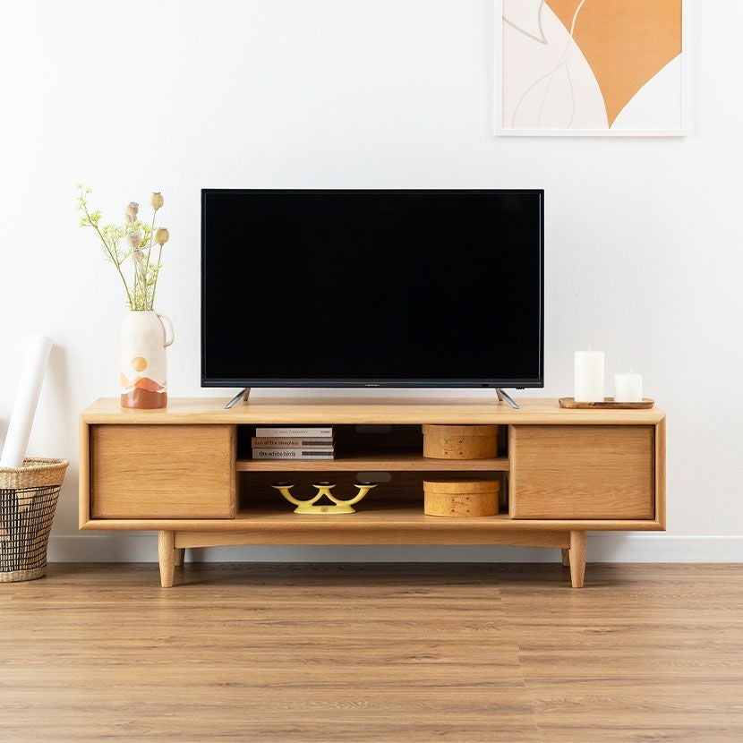 堀田木工所 幅150.2cm テレビボード 木製 アルダー材 自然塗装 脚付き