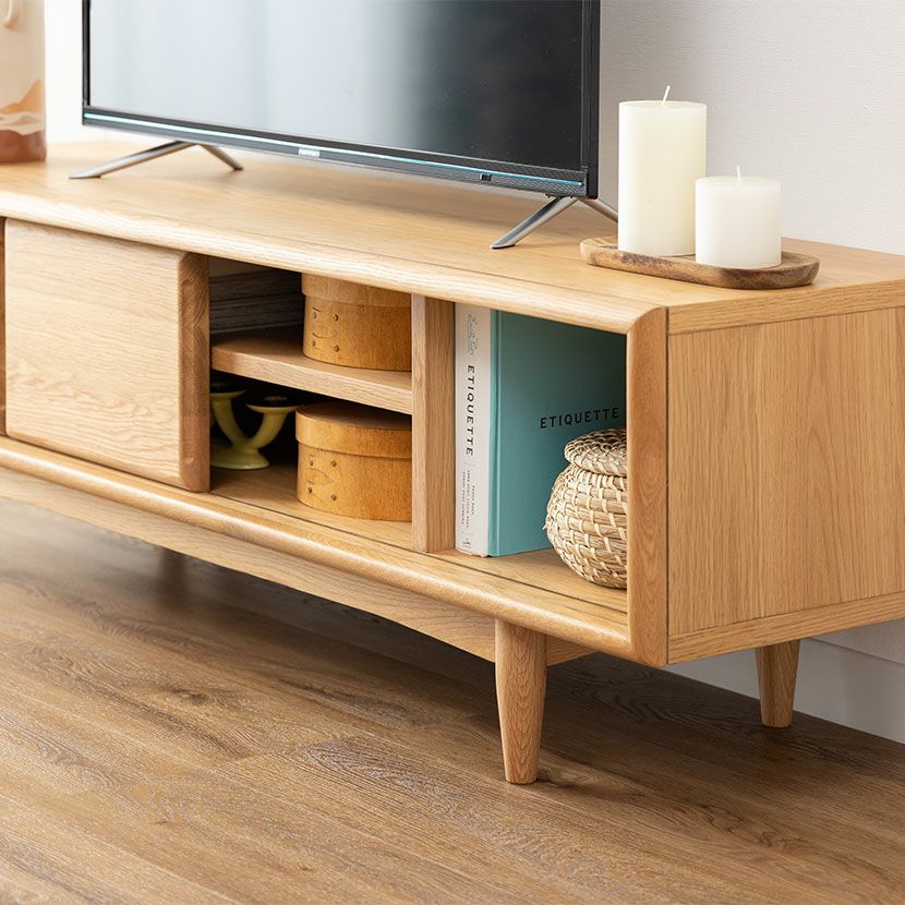 設置無料】幅150cm テレビボード 木製 天然木 オーク 収納 棚付き