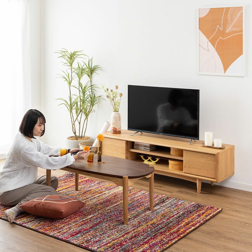 設置無料】幅150cm テレビボード 木製 天然木 オーク 収納 棚付き