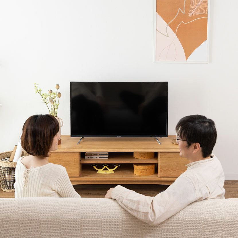 設置無料】幅150cm テレビボード 木製 天然木 オーク 収納 棚付き