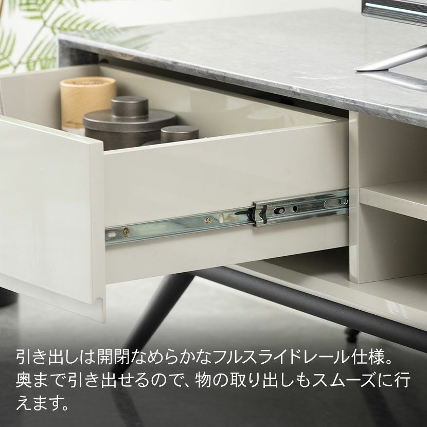 設置無料】幅165cm テレビボード 大理石柄 スチール脚 収納 オープン