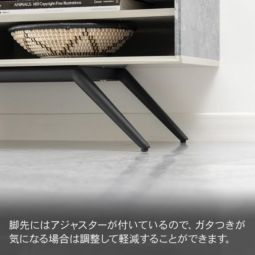 設置無料】幅165cm テレビボード 大理石柄 スチール脚 収納 オープン