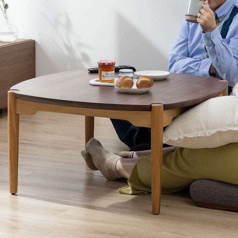 幅80cm リビングテーブル ツートンカラー 天然木 オーク