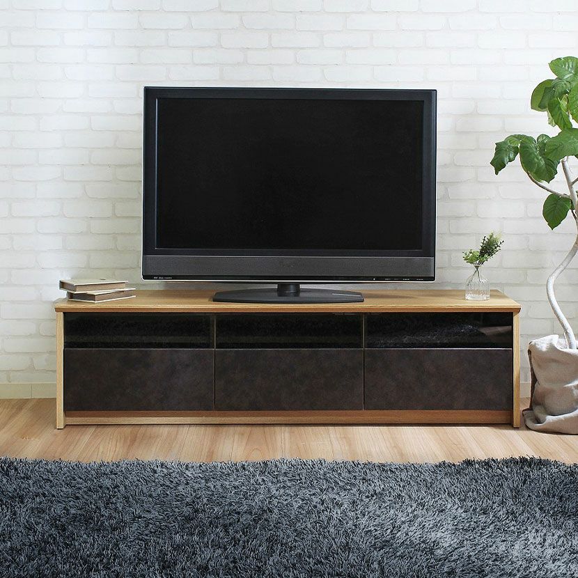 幅150cm テレビボード 木目調 セラミック調 ウォールナット柄 オシャレ
