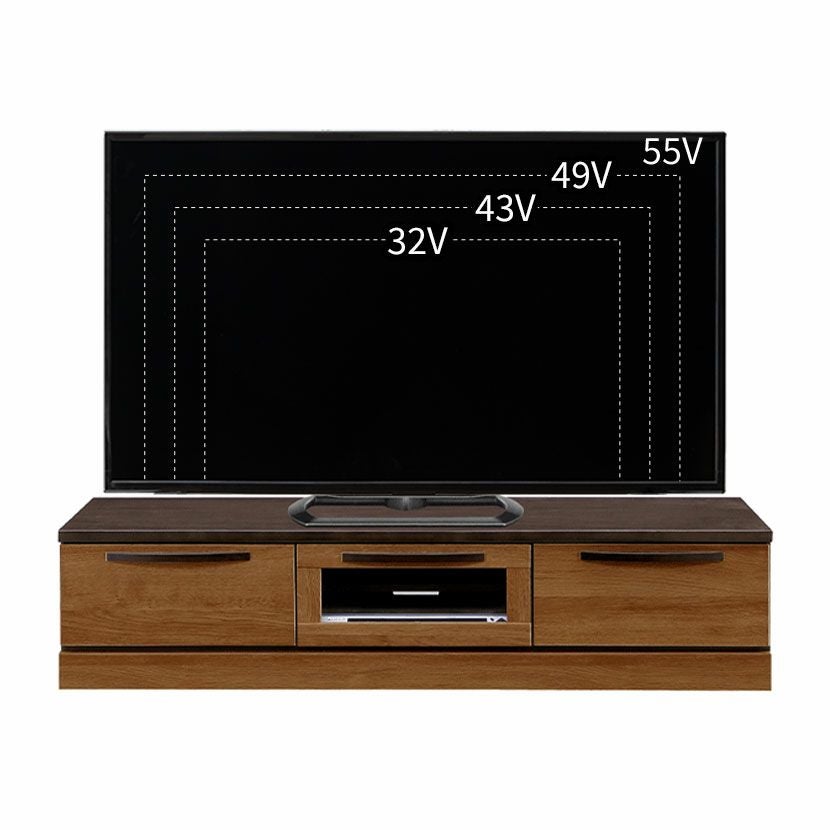 幅149.2cm テレビボード 木目調 引き出し フラップ扉 収納 ツートン
