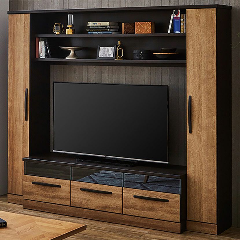 設置無料】幅180cm ローボード バックパネル付き 収納付き 引き出し