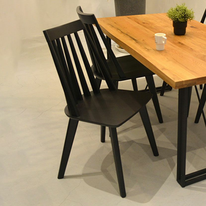 ダイニングチェア 木製 板座 座ぐり ラバーウッド材 黒 椅子 食卓椅子