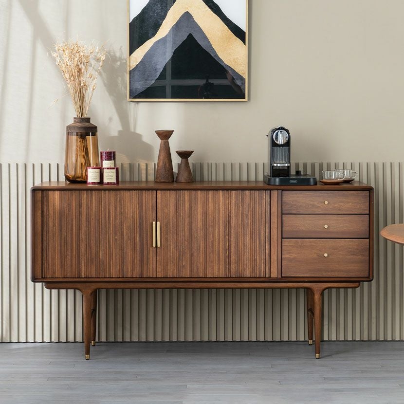 設置無料】幅159.5cm サイドボード 木製 天然木 収納 引き出し