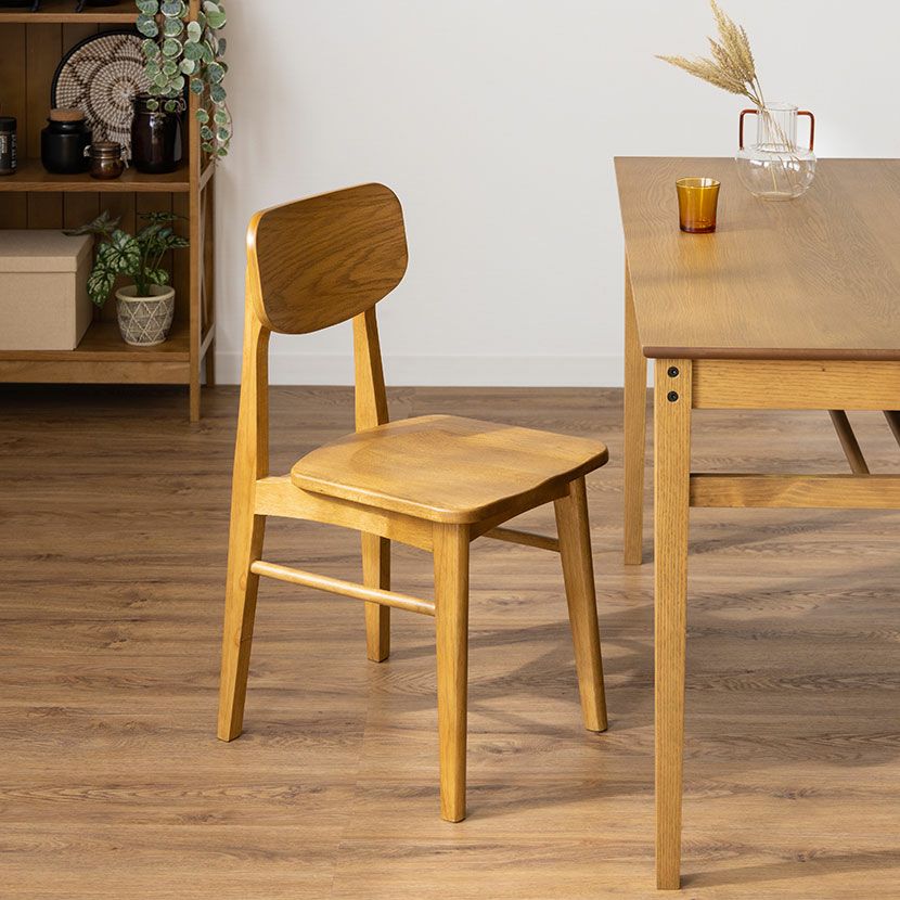 ダイニングチェア ラスティック 木製 天然木 板座 コンパクト チェア