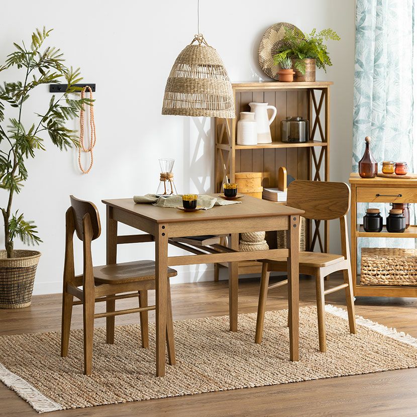 ダイニングチェア ラスティック 木製 天然木 板座 コンパクト チェア