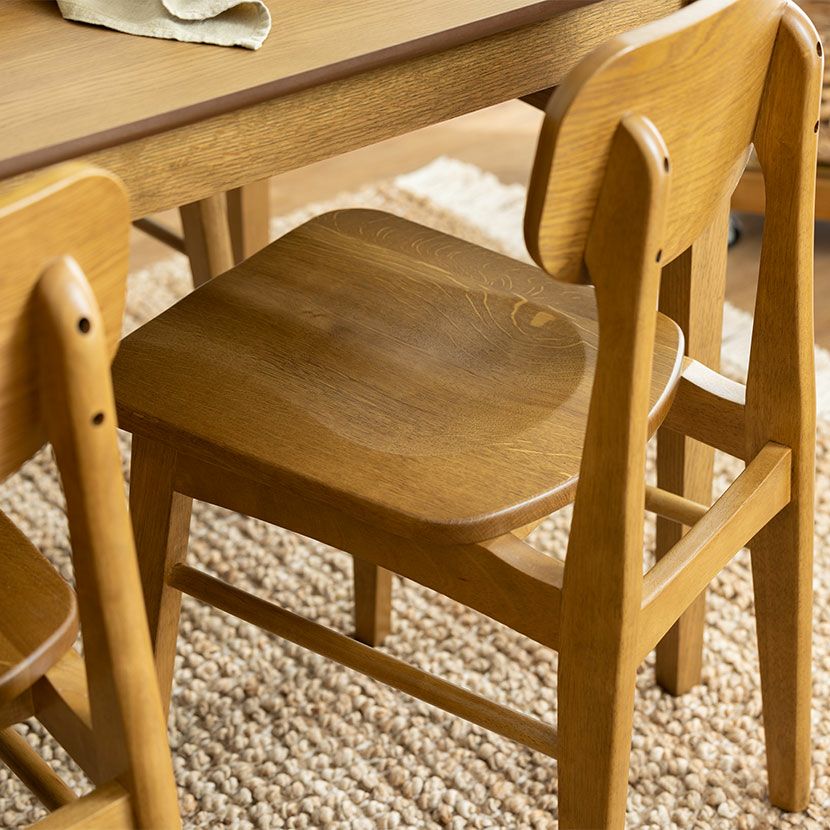 ダイニングチェア ラスティック 木製 天然木 板座 コンパクト チェア