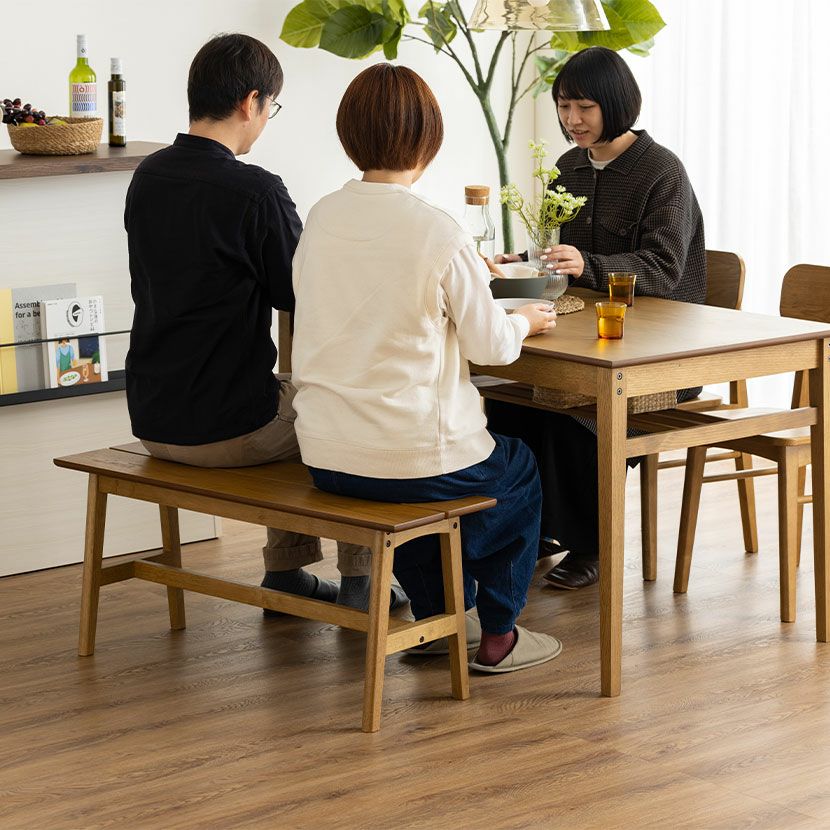 4人用 ダイニングセット 4点 テーブル(幅120cm)＋チェア2脚＋ベンチ ラ
