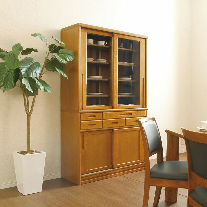 設置無料】浜本工芸 幅135cm No.1500 食器棚 日本製 木製 天然木 ナラ