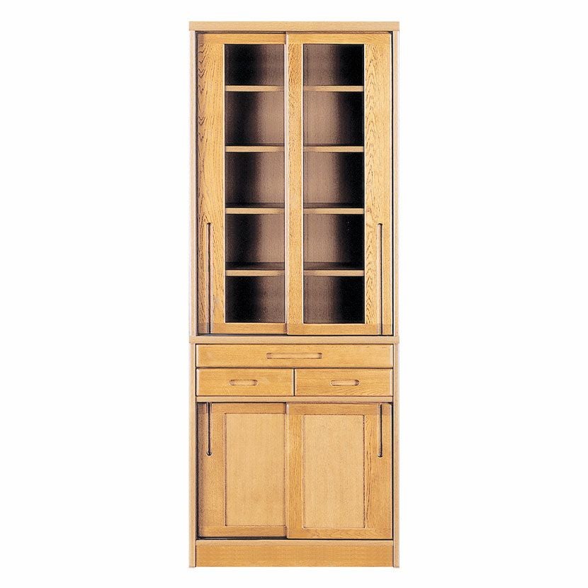 設置無料】浜本工芸 幅75cm No.1800 食器棚 日本製 木製 天然木 ナラ材