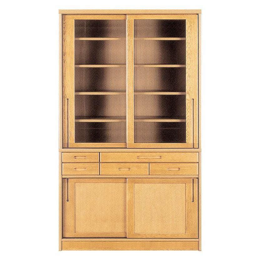 設置無料】浜本工芸 幅115cm No.1800 食器棚 日本製 木製 天然木 ナラ