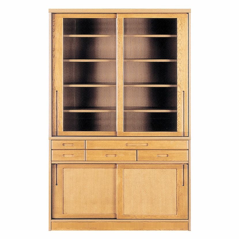 設置無料】浜本工芸 幅125cm No.1800 食器棚 日本製 木製 天然木 ナラ