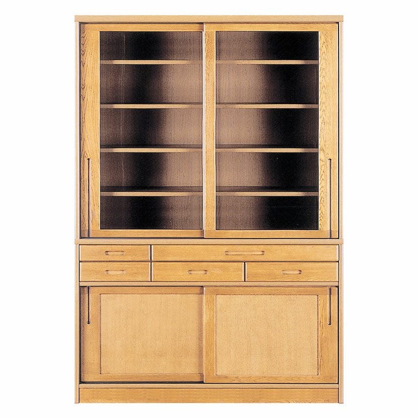設置無料】浜本工芸 幅135cm No.1800 食器棚 日本製 木製 天然木 ナラ