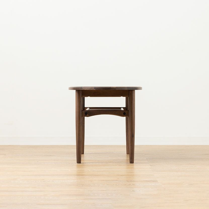 幅105cm リビングテーブル 木製 ウォールナット 無垢材 楕円 収納 棚