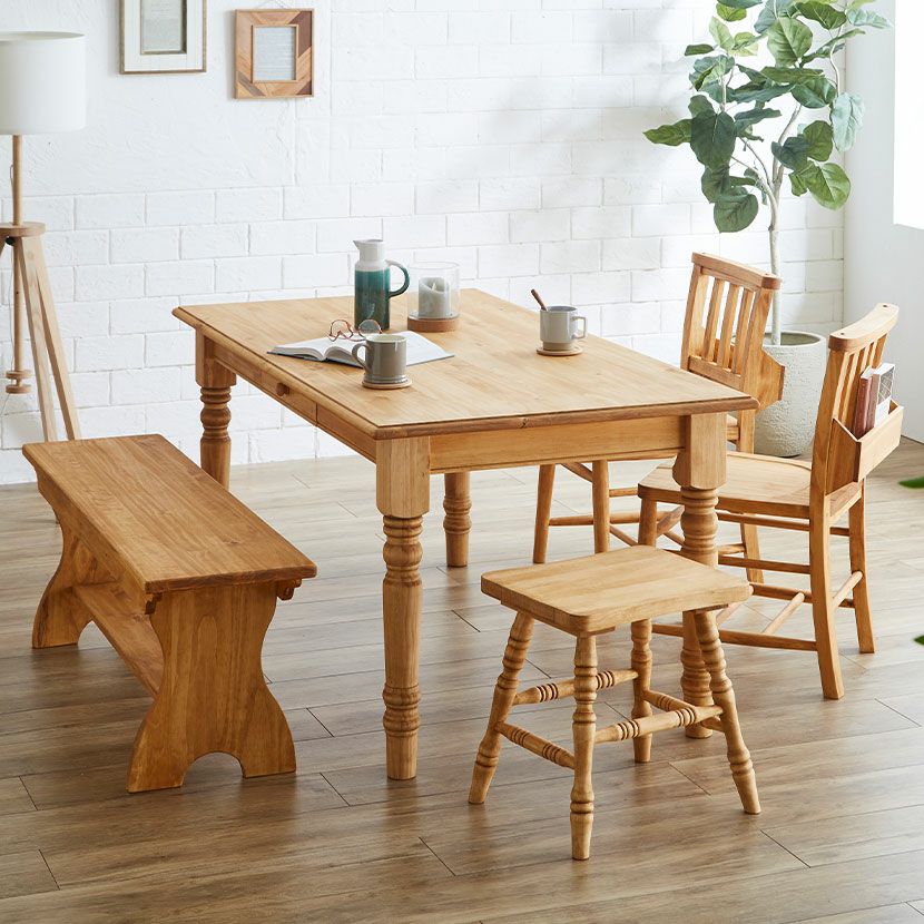 幅120cm ダイニングベンチ アトリエ 木製 無垢材 パイン材 板座 食卓