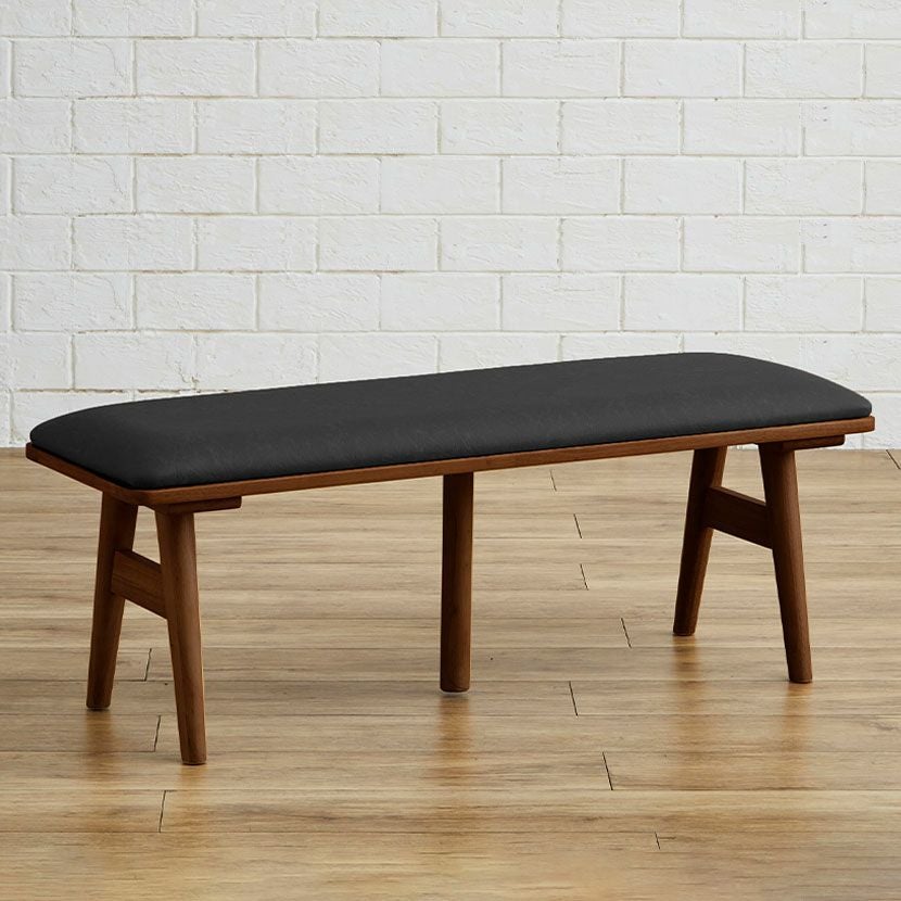 幅140cm ダイニングベンチ ライズ 無垢材 合皮 PVCレザー 食卓ベンチ