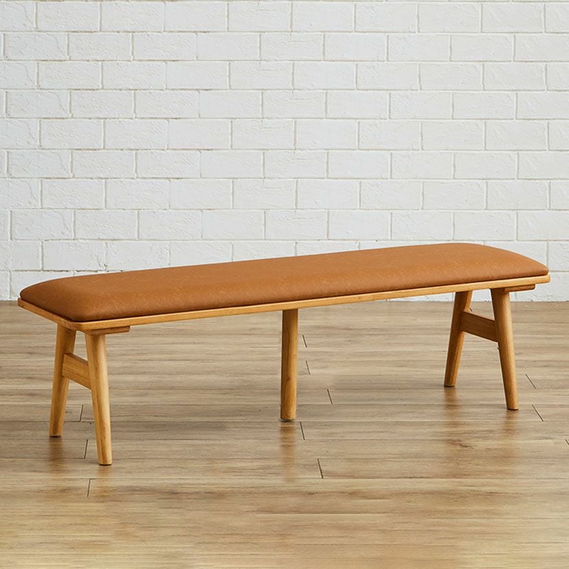 幅140cm ダイニングベンチ ライズ 無垢材 合皮 PVCレザー 食卓ベンチ