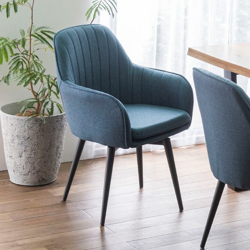 2脚セット】回転チェア ダイニングチェア 肘付き ファブリック チェア