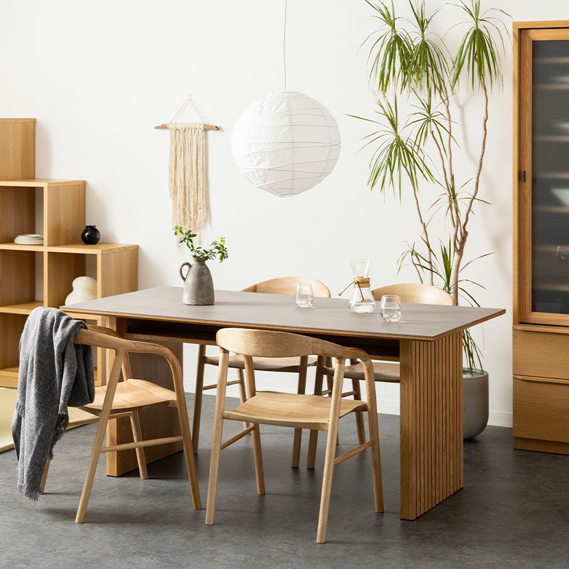 2脚セット】木製 ダイニングチェア 肘付き 板座 無垢材 椅子 天然木の