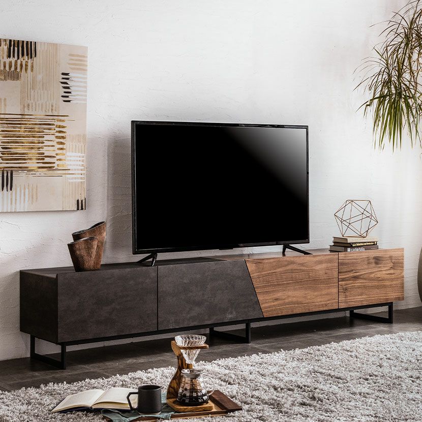 設置無料】幅220cm テレビ台 80インチ対応 引き出し付き 脚付き 突板