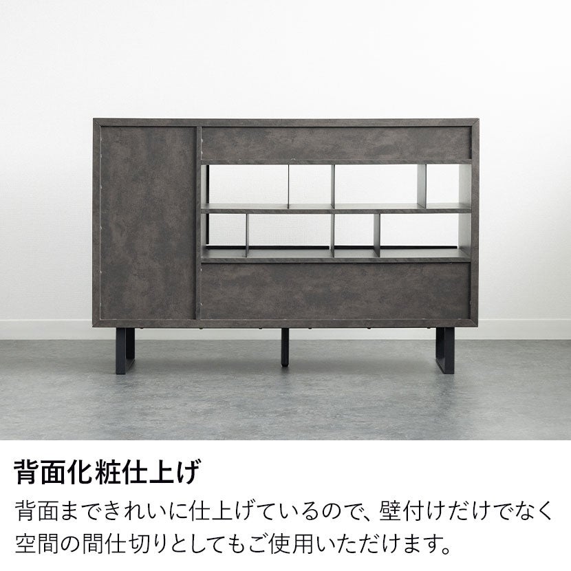 設置無料】幅120cm サイドボード 大理石調 収納 引き出し 開き扉 脚