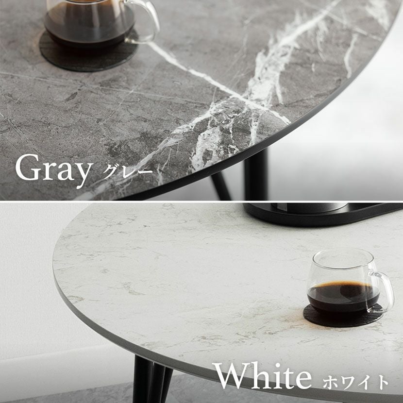 幅105cm 単品 円形 ダイニングテーブル 大理石調 メラミン スチール 2