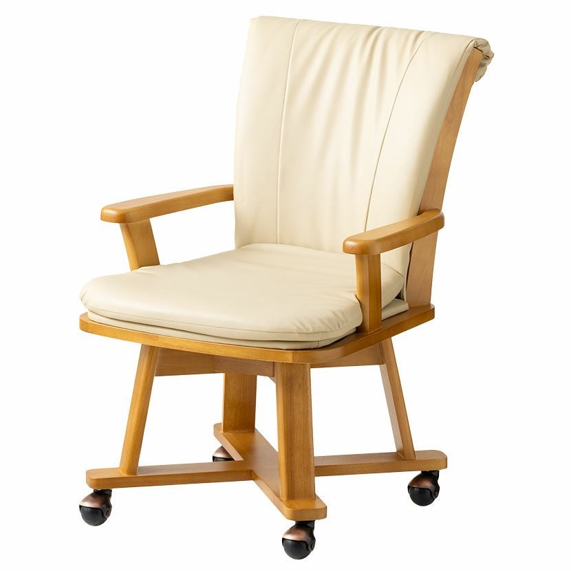 ダイニングチェア ダイニングこたつ用 回転式 PVCレザー 脚カバー付き