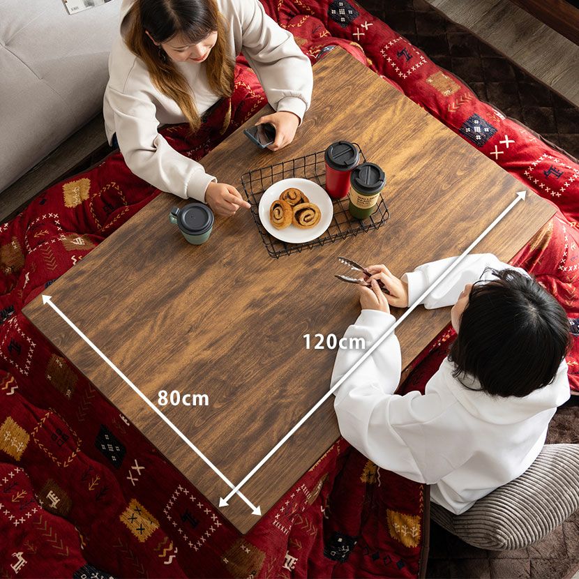 こたつセット 3点 (幅120cm ハロゲンヒーター 木目調 スリム脚 こたつ