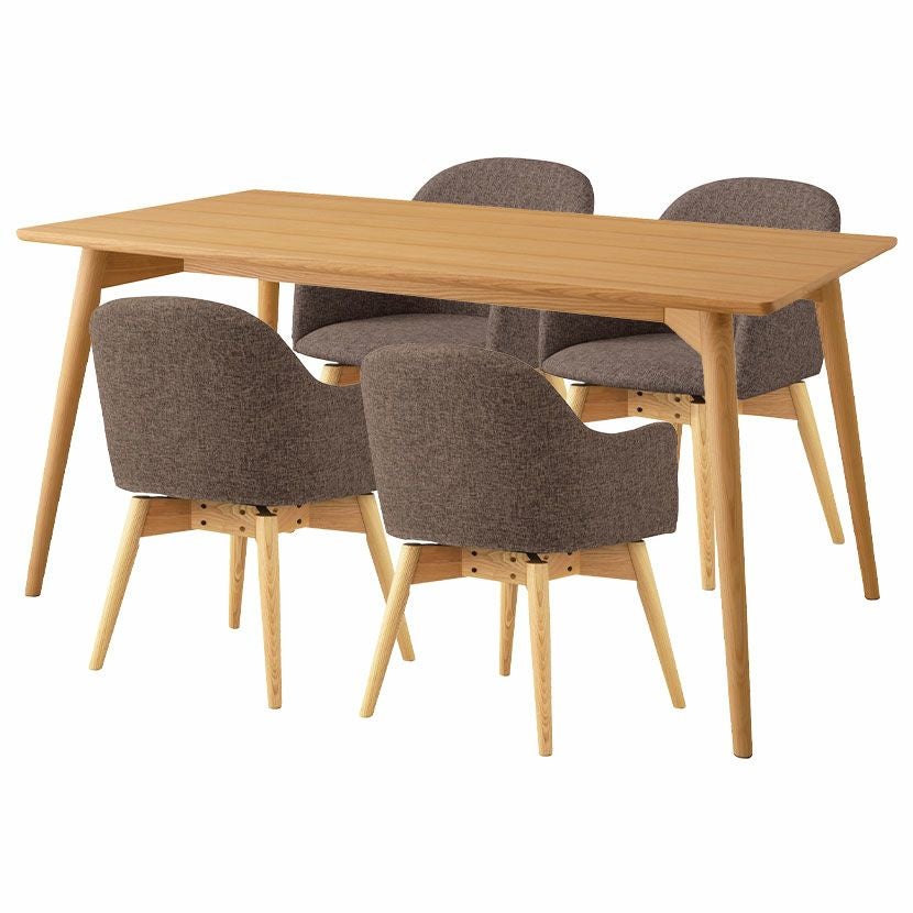 4人用 ダイニングテーブルセット 5点 (幅150cm 木製 テーブル×1 回転