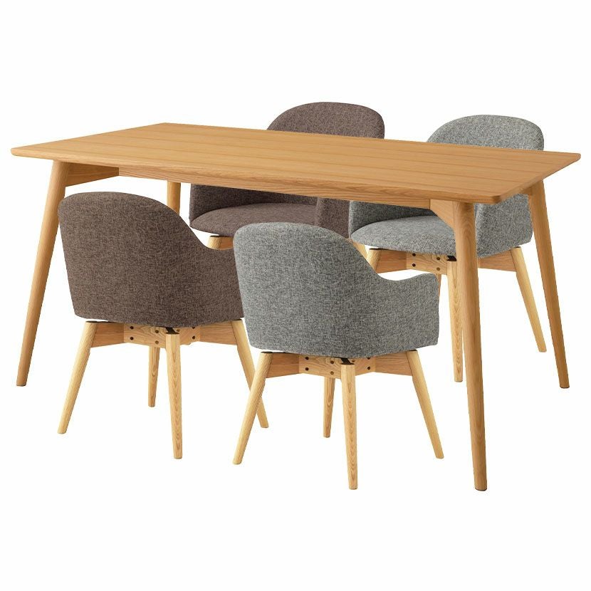 4人用 ダイニングテーブルセット 5点 (幅150cm 木製 テーブル×1 回転