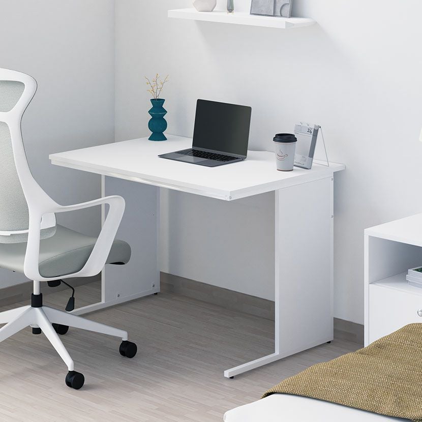 幅100cm デスク 奥行70cm スチール脚 配線スリット 木目 机 モダン PC