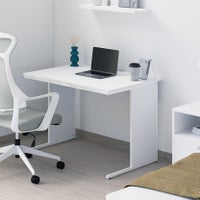 幅100cm デスク 奥行70cm スチール脚 配線スリット 木目 机 モダン PCデスク ワークデスク 平机 オフィスデスク おしゃれ 事務机 白 グレー ブラウン｜¥10,891の動画