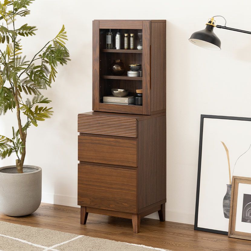 設置無料】幅45cm 木製 ジュエリーチェスト メリッサ 天然木 ガラス扉