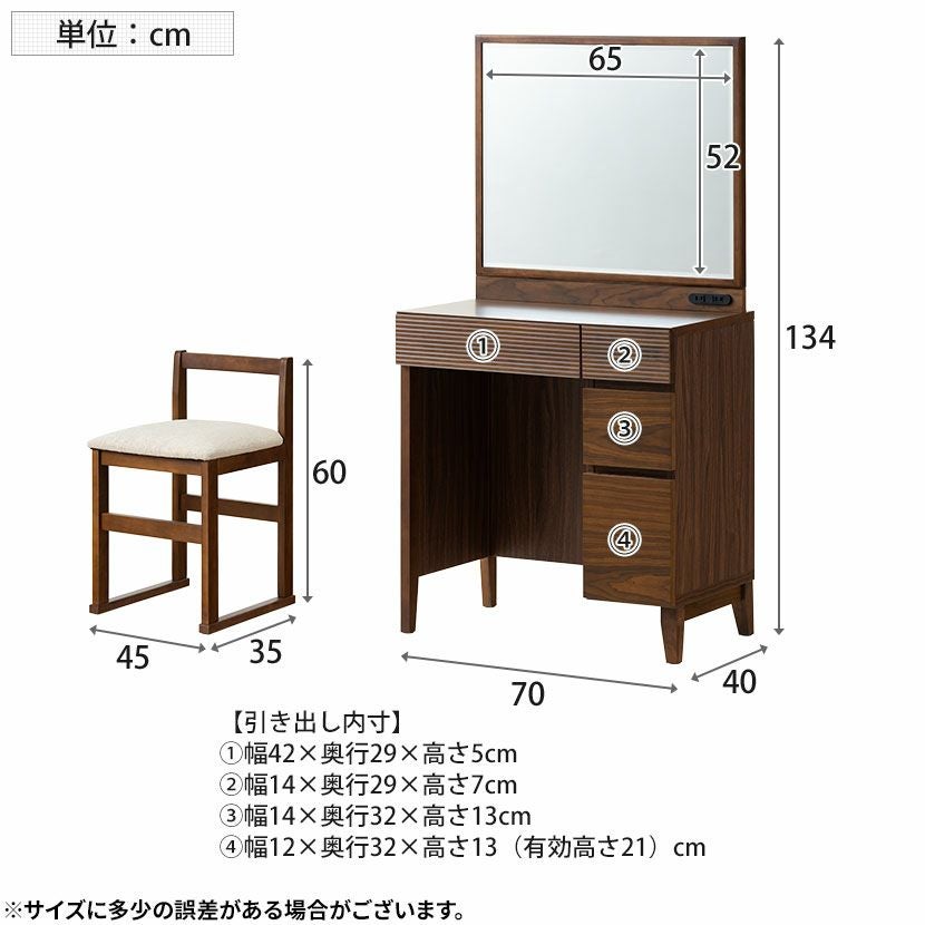 設置無料】木製 ドレッサー＆チェスト 4点セット メリッサ 鏡台 化粧台