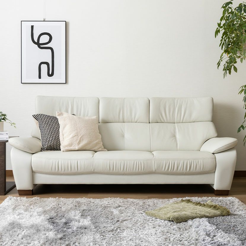 設置無料】カリモク 幅213cm 3人掛け ロングソファ ハイバック 日本製