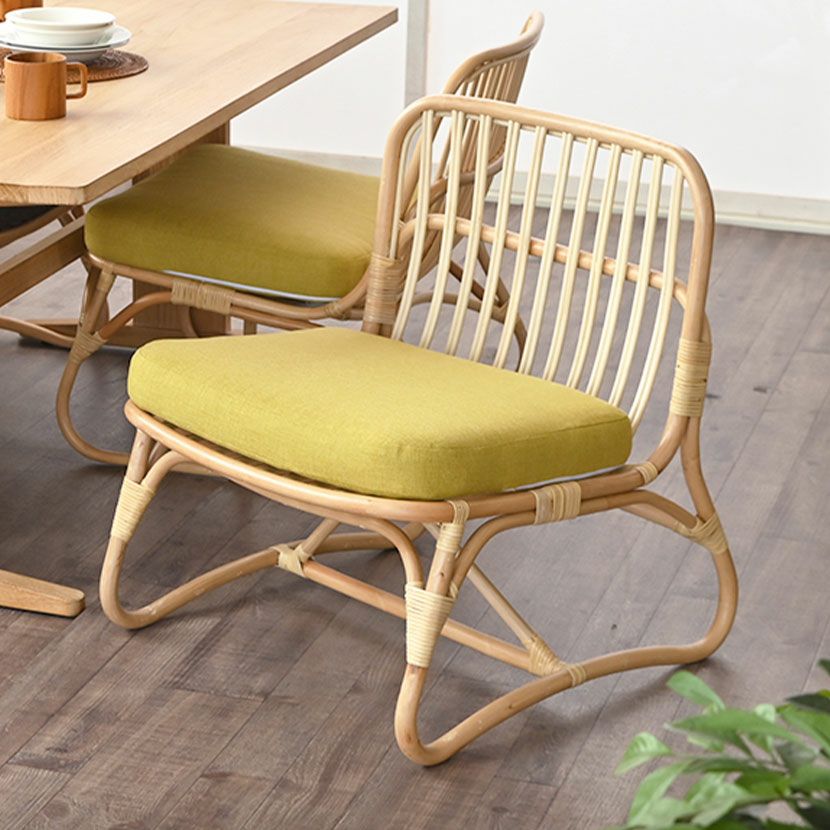 幅55cm 1人掛け ローチェア CALM ラタン 軽い 椅子 ファブリック