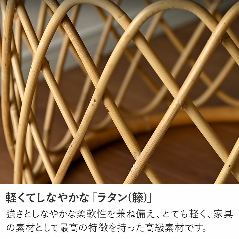 幅50cm 円形 サイドテーブル 無垢 チーク ラタン 丸テーブル ラウンド