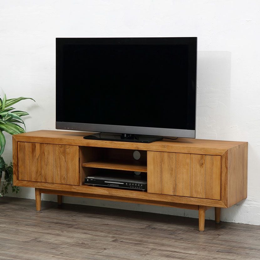 堀田木工所 幅150.2cm テレビボード 木製 アルダー材 自然塗装 脚付き