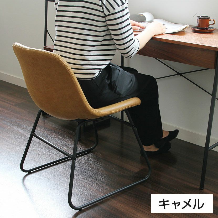 VINO ダイニングチェア　アームチェア　椅子　革製 A デスクチェア Vino 肘なし スチール脚 PUレザー 合皮 椅子 アームレス