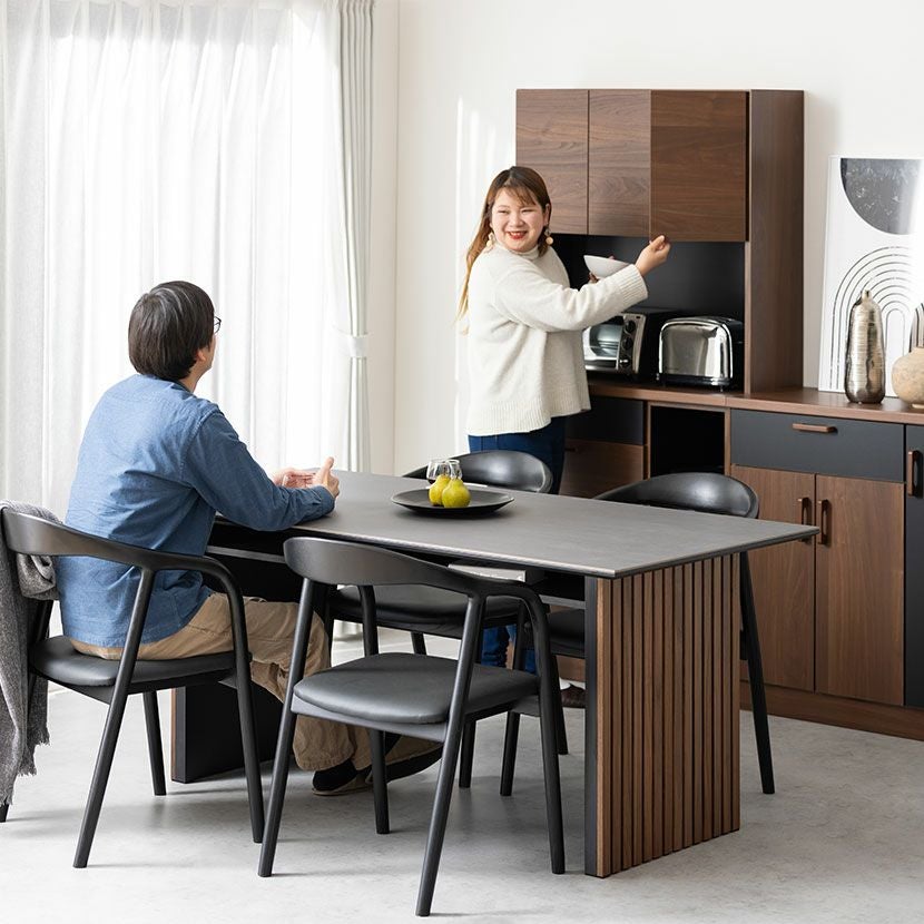 設置無料】幅165cm セラミック ダイニングテーブル ウォールナット