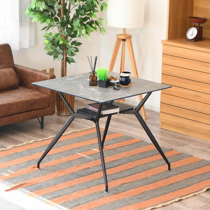 幅140cm ガラス ダイニングテーブル スチール脚 ガラス天板 長方形